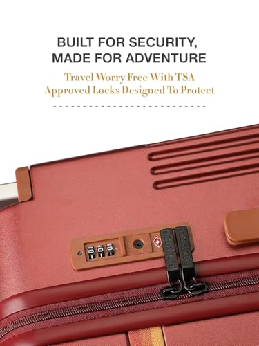 Image of FUR JADEN The Aviator 75cm German Polycarbonate Travel Luggage Suitcase with 8 StealthTech Silent Shock Absorbing Wheels, TSA Lock & Aerospace Grade Wide Trolley (CherryM, Cabin 28 inch)