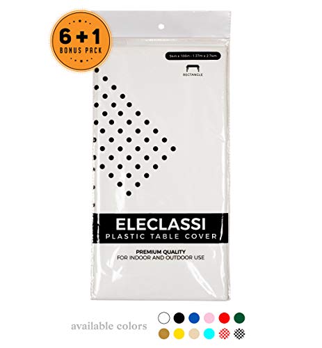 White 7 Pack Premium Disposable Plastic Table Cover 54 x 108 Inch –