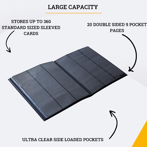 Card Guardian - 9 Pocket Trading Card Album 360 Side Loading Pocket Binder For Trading Card Games Tcg (Black) Compatible With Pokemon Card Binder Yugioh Cards Mtg Binder Sports Card Binder #TOP2