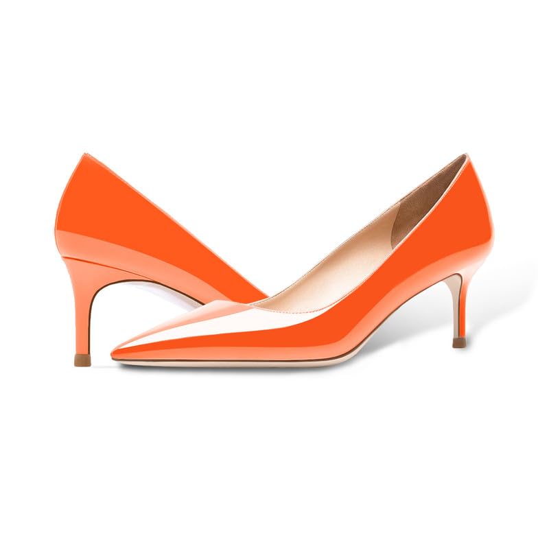 Women's Fashion Patent Leather Stiletto Pointed Toe Slip On 2.5 Inch Mid Heel Pumps Office Casual Work Shoes4