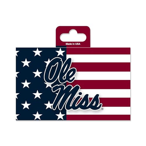 Rico Industries NCAA University of Mississippi - Ole Miss Patriotic 5" x 7" Vinyl Die-Cut Decal - Car/Truck/Home Accessory