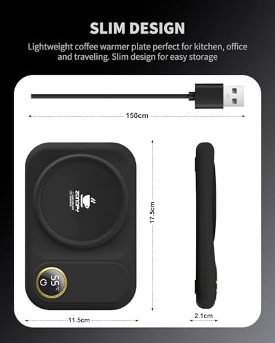 Zonopy USB Elektrischer Kaffeewärmer Kaffetasse Warmhaltend, 3 Temperaturstufen 45°C / 55°C / 65°C – USB-Elektrogetränkewärmer für Kaffee