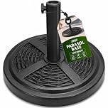 ZENO Parasol Base 10KG | Garden Umbrella Base | Parasol Weights | Heavy Duty Garden Parasol Stand | Solid Parasols Bases | Round Weight Stand for Cantilever, Sun, Umbrella | Black Rattan