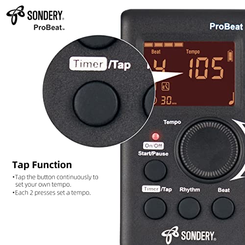 image for Sondery Digital Metronome for Guitar Piano Drum and All Instruments wi