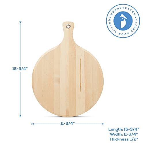 Tabla de Cortar Redonda de Madera de 16 pulgadas con Mango, para Servir y Decoración del Hogar, por Woodpeckers miniatura 4