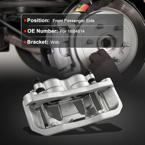 Image of cciyu Front Right Disc Brake Caliper w /Bracket 18B4614 | For Ford Model - For E-250 Econoline, For E-350 Econoline, For E-350 Econoline Club Wagon, For E-350 Super Duty