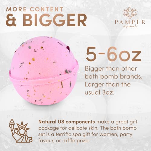 Pamper My Heart Luxury Spa Aromatherapy Bath Bombs | Handmade In The Usa With Natural Ingredients & Essential Oils | Moisturizing & Relaxing Bath, Gift Sets For Women & Men | 6 Pack X 6Oz #TOP2