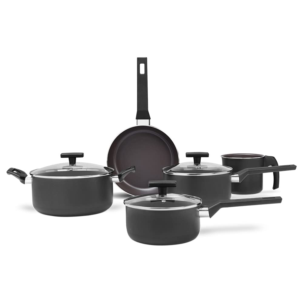 Brinox - Jogo de Panelas Antiaderente Ceramic Life 5 Peças Preserve - Cinza