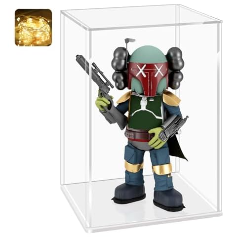LANSCOERY Acrylic Display Case, Assemble Showcase Display Box for Collectibles, with Dustproof & Seamless Display Design, 6x6x10inch White Base Cover