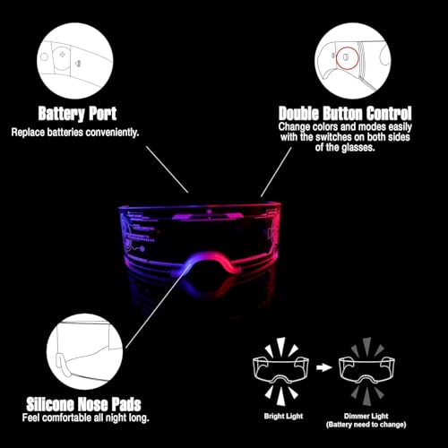 Image of Luminous Multi-colored LED Glasses for Party | Light LED Goggles for Party Night Bar Club Christmas New Year | 7 Colors 4 Modes Futuristic Glasses | Modern Stylish Goggles
