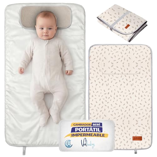 Matelas a Langer Bebe Portable Impermeable Pliable Nomade de Fleurs pour la maison ou l’extérieur Rembourrage Tapis Change Lavable Accessoires Cadeau Naissance Changing Mat Baby Valbaby