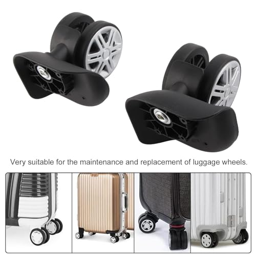 Estink Luggage Wheels, Replacement Wheels with Screws, Black 1 Pair Luggage Replacement Wheels Mute Swivel Suitcase Luggage Caster Wheels Repair Parts3