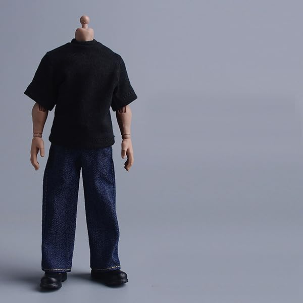 1/12 Ratio of Men's Clothing，Deep Blue Wide Leg Jeans Set