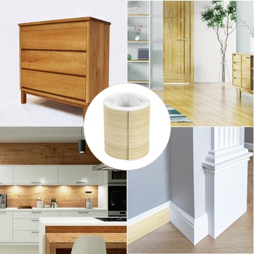 Image of uxcell 1 Roll Wood Grain Tape, 2.36 inch x 26 Ft Realistic Textured Repair Tape Self Adhesive Wood Textured Patch for Floor Wall Door Table Cabinets Desk Furniture Home Decor(Yellow)