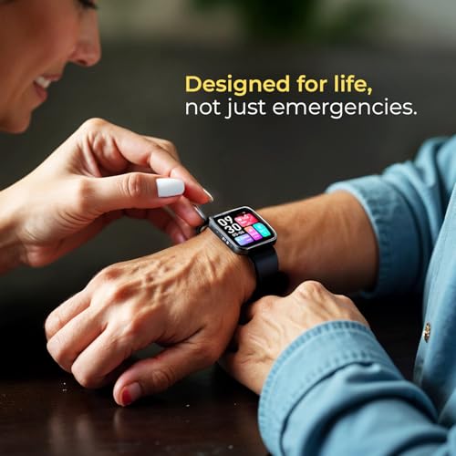 Image of Smartwatch for Seniors - SOS, Fall Detection | BP, Heart Rate, SPO₂, Temp | Sleep and Step Tracker | App Access for Shopping and Engagement | Water Resistant | Full Touch Display