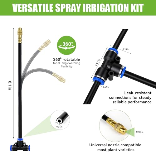 200FT 360° Adjustable Drip Irrigation Kit System for Garden Sprinklers for Yard Garden Watering System with 32 Nozzles Raised Bed Greenhouse Plant Watering Devices Misting System — view 5