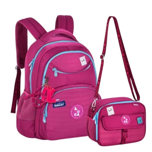 Kit Luluca Mochila de Costas e Lancheira Térmica Youtuber Pandinhas Infantil Juvenil Escolar It Girl Roxo