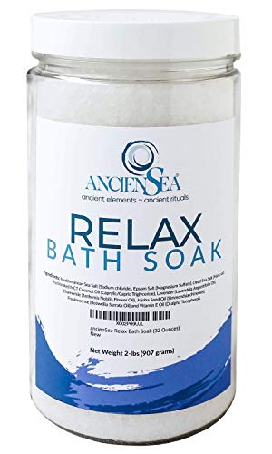 NEW Relax Bath Salt 32 Ounces Dead Sea Salt and Epsom Salt Plus Pure Lavender, Chamomile, and Frankincense Essential Oils in Beautiful 2 Pounds Jar