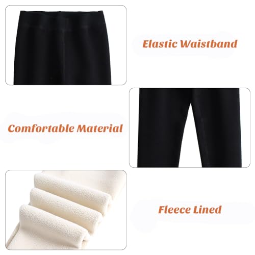 Meeshine Toddler Girls Winter Warm Leggings Fleece Lined Cotton Thick Thermal Basic Full Length Tights Kids Pants3