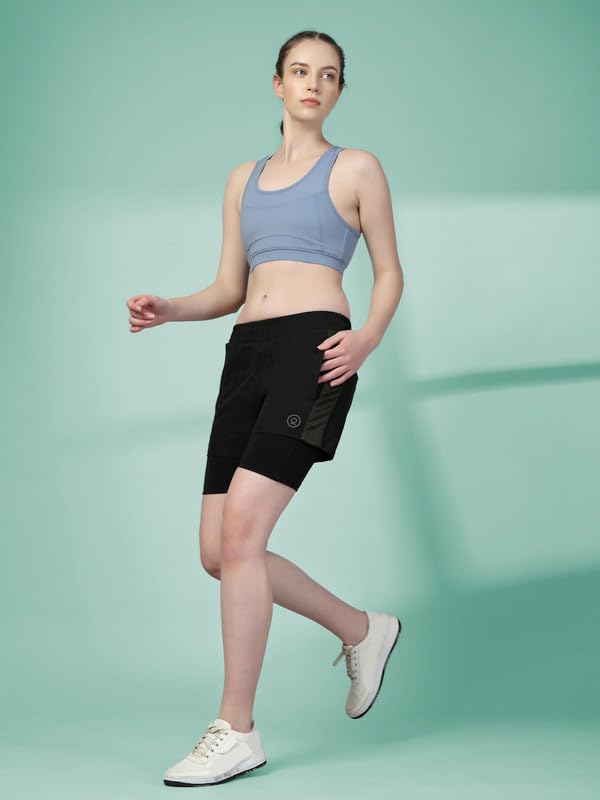 Image of CHKOKKO Gym Shorts for Women Workout Sports Running Quick Dry Fit Double Layer Inner Compression with Pockets Breathable Lightweight Wear