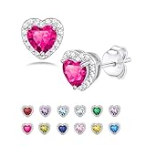 Seleneva Birthstone Stud Earrings for Women Sterling Silver Dainty Earring Crystal Zirconia Stud Earrings Birthday Christmas Valentine's Day Jewellery Gifts for Mum Sisters Girlfriend (Jul.)