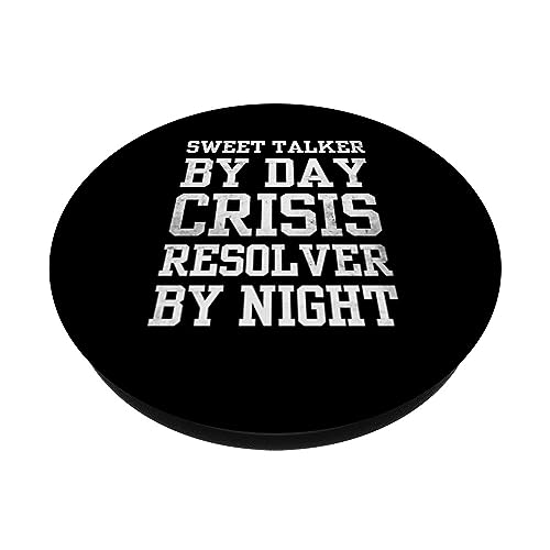 Funny Crisis Negotiator Crisis Resolver by Night PopSockets Swappable PopGrip, Black - Image 2