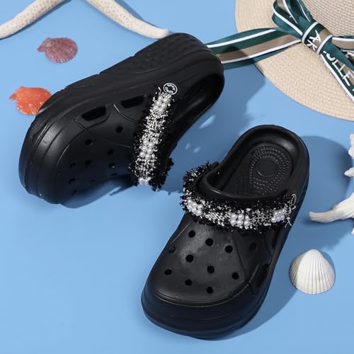 Image of FLIOZY Women's Gardener Platform Clogs Slippers Hight Heels Mules Clog Wedge Sandals Outdoor Beach Shoes