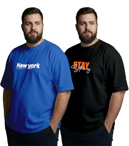 Image of XENOVAURBAN Mens Plus Size Cotton T-Shirt Combo | Combo Pack of 2 Unisex Fit Plus Size Printed Tshirts