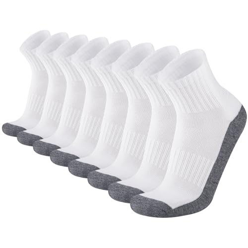 Heatuff Mens Cushioned Ankle Socks, Comfort Athletic Running Casual Quarter Socks (8 pairs)