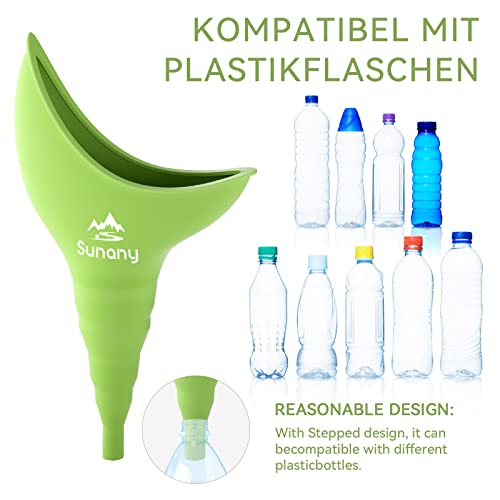 Sunany Urinal für Damen, weiblich, Trichter aus Silikon, tragbar für PIPI im Stehen, wiederverwendbar, weibliche Toilette, für draußen, Aktivitäten, Camping, Reisen (grün)