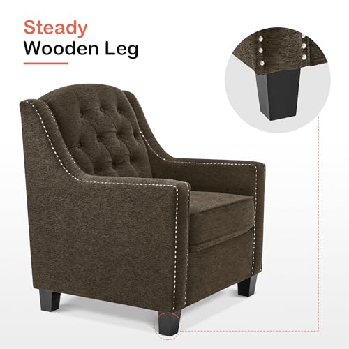 Sillón Moderno Chenille Marrón con Patas Altas miniatura 5