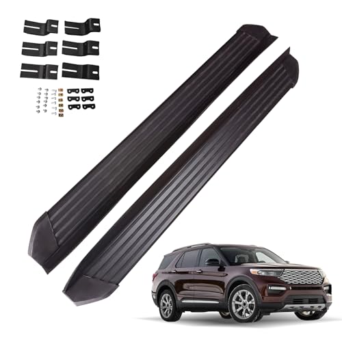 Running Boards & Steps for Ford Explorer 2020 2021 2022 2023 2024 2025 Base ST XLT Limited Platinum ST-Line Timberline Aluminum Side Steps with Brackets,2 PCS Right Left Side Black Step Rail Nerf Bars