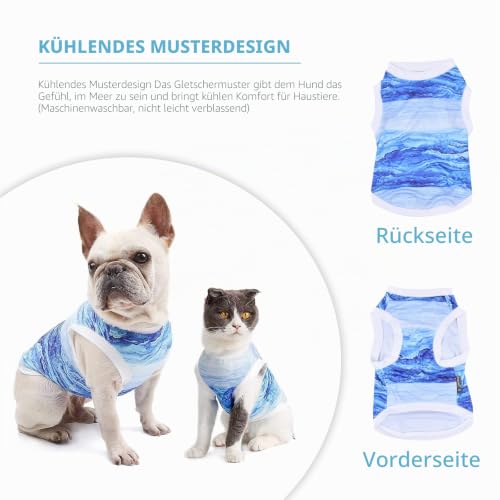Nivofu Sommer Hundeshirt, Kühlwesten für Hunde, Weich Hund Kleidung, Hund Ärmellose Weste Atmungsaktiv, UV-Schutz Haustier T-Shirt, Blau Hemd für Kleine Mittelgroße Hunde Katze Haustier (M)