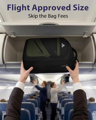 Image of MATEIN 17 Inch Laptop Backpack for Work, Airline Approved Carry On Travel Backpack with Anti Theft Pocket and Luggage Strap, Water Resistant College Computer Daypack Gifts for Men Women, Black Green