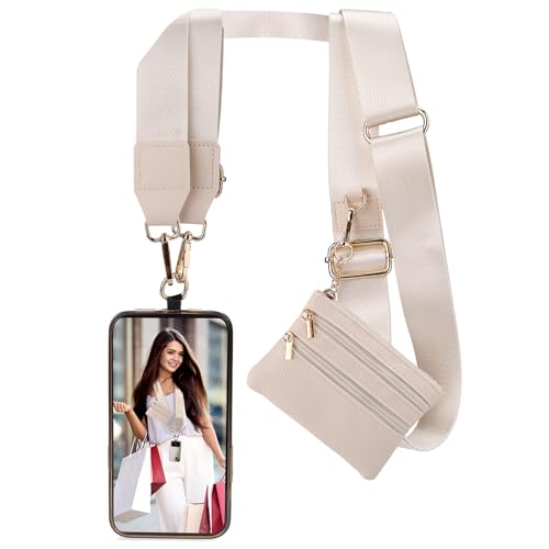 Image of XANGNIER Clip and Go Strap for Phone with Wallet Crossbody, Phone Strap with Zippered Wallet, Adjustable Anti Theft Cellphone Lanyard for Women, Cellphone Chain Accessories,Multicolor 12