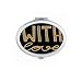 With Love Gold Quote Handwrite Mirror Oval Portable Hand Pocket Makeup