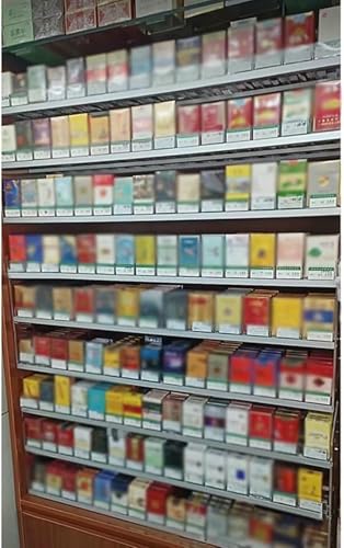 Support rectangulaire pour étuis à cigarettes et présentoir de magasin mural avec pousse-cigarettes
