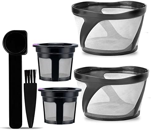 2 Reusable Mesh Ground Basket Style Coffee Filter Carafe for KeurigKDuo Essentials and KDuo Brewers Machine,2 Refillable K Cups Pod Capsule for KeurigKDuo+1 Spoon+1 Brush