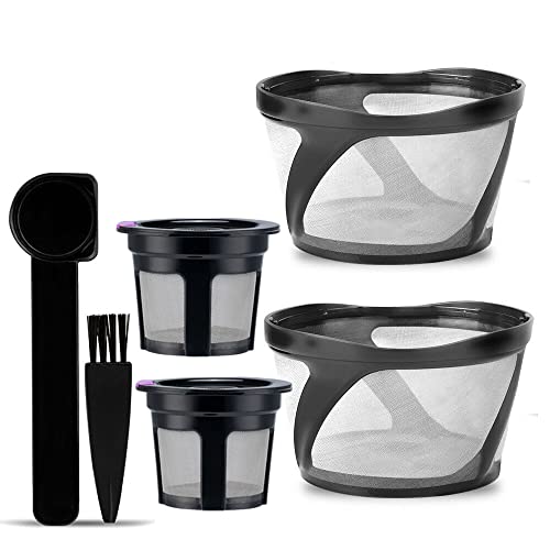 2 Reusable Mesh Ground Basket Style Coffee Filter Carafe For Keurigkduo Essentials And Kduo Brewers Machine,2 Refillable K Cups Pod Capsule For Keurigkduo+1 Spoon+1 Brush #TOP2