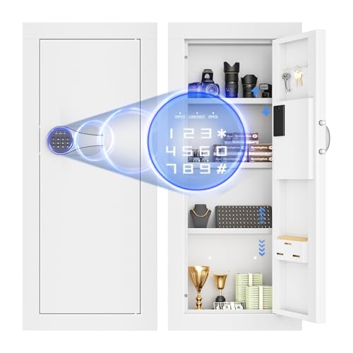 INTERGREAT 33' Tall Sturdy Wall Safes, White Fireproof in Wall Safe with Removable Shelf, Combination Lock Hidden Safe for Money Jewelry Passport Documents