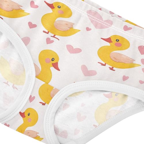 Wusikd Yellow Ducks Girls' Underwear Cotton Pink Hearts Girls Briefs Soft Toddler Underwear 2T4