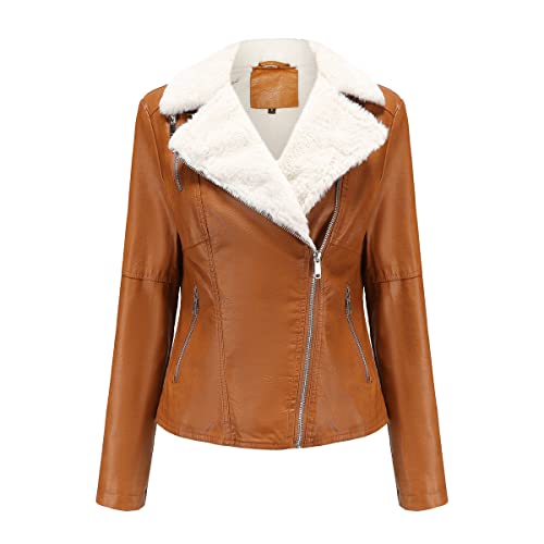 AQQYA Giacca da donna in finta pelle Rancher Aviator, Khaki 1, XX-Large AQQYA Giacca da donna in finta pelle Rancher Aviator, Khaki 1, XX-Large