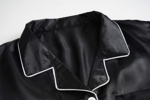 Vopmocld Big Kids Unisex Pjs Set Girls Boys Silk Pajama Sets Satin Clasic Sleepwear Summer 2 Pieces Button Down Nighty3