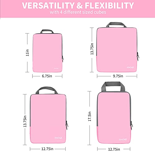 Image of BAGAIL 4 Set /6 Set /8 Set Compression Packing Cubes Travel Accessories Expandable Packing Organizers (Cloth Pattern, 4-Pink)