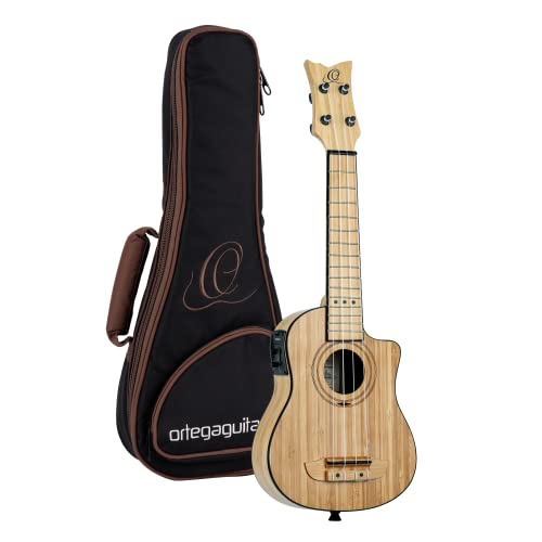 Ukulélé Soprano électro-acoustique Ortega Guitars – Série Bamboo – avec housse Deluxe – bambou (RUNAB-SO) - Les Beatles, Paul McCartney, John Lennon, RIngo Starr, George Harrison Ukulélé Soprano électro-acoustique Ortega Guitars - Série Bamboo - avec housse Deluxe - bambou (RUNAB-SO)