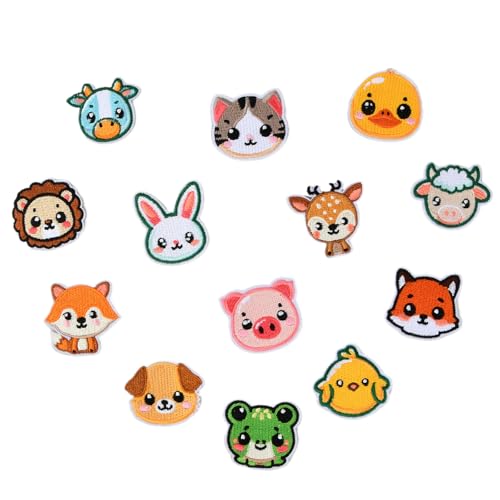 13 Piezas Animal Pegatinas Ropa Termoadhesivos, Pegatinas Bordadas para Ropa, Jeans, Pantalones, Chaquetas, Mochilas, Sombreros, Ideal para Decorar o Reparar Agujeros, DIY Infantil