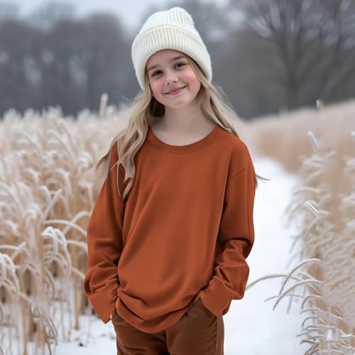 Kids Boys Girls Crewneck Sweatshirt Cute Solid Color Lightweight Soft Fleece Long Sleeve Fall Winter Pullover Tops3