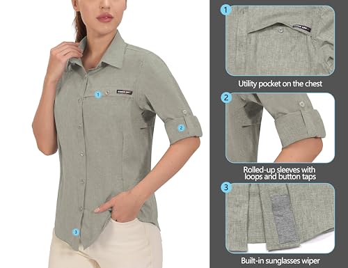 Little Donkey Andy Women's UV Protection Shirt UPF 50+ Breathable Long Sleeve Fishing Shirt, Air-Holes Tech4