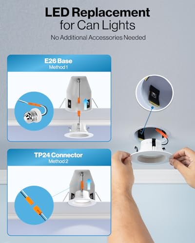 sunco 4 inch led recessed lights retrofit can lighting 660 lm 11w 40w equivalent selectable cct 2700k3000k3500k4000k5000k dimmable baffle trim replacement conversion kit ul 4 pack