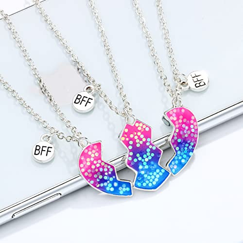 COLORFUL BLING 2-3PCS Half Split Heart BFF Necklace Cute Avocado Cat Matching Pendant Necklace Sisters by Heart Friendship Jewelry2